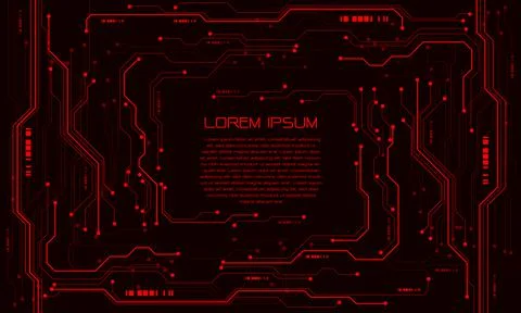 Abstract red circuit cyber technology futuristic with simple text design mode Illustrazione stock