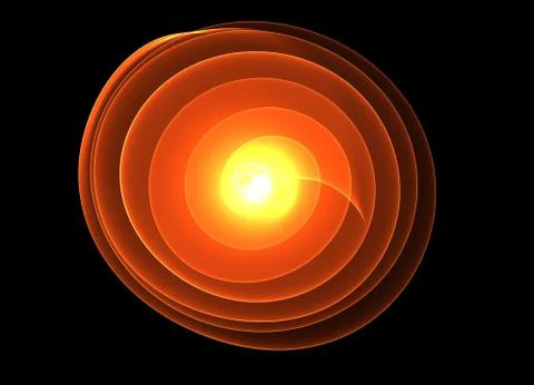 Abstract red circular wavy smoke flame flower over black background Stock Illustration