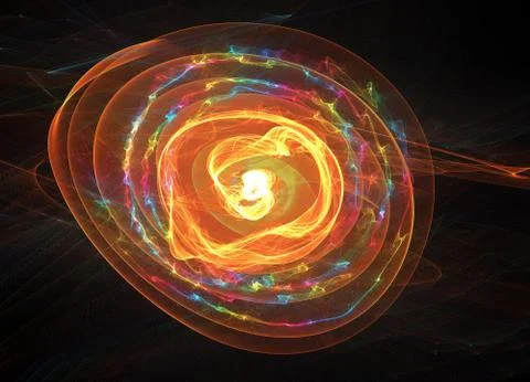 Abstract red circular wavy smoke flame flower over black background Ilustração Stock