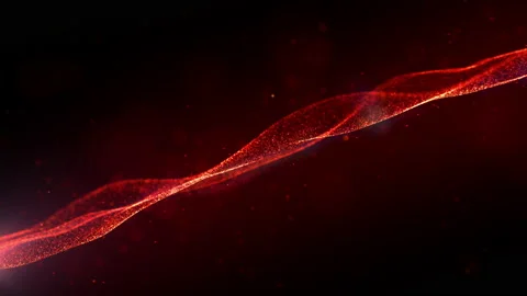 Abstract red color digital particles wave flow with bokeh and lighting Stock Footage 186366553