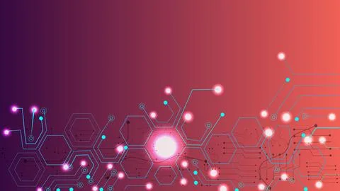 Abstract red color high tech technology and connection system background wi.. Stock Illustration