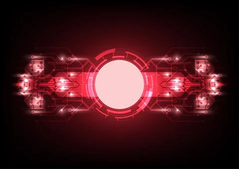Abstract red color technology computer circuit design innovation Hi-tech comm Stock Illustration