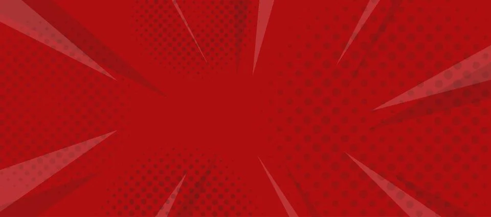 Abstract red comic style background. Pop art halftone banner vector design Stock Illustration