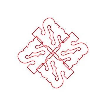 Abstract Red Continuous Line Knot Art Pattern Stock Illustration