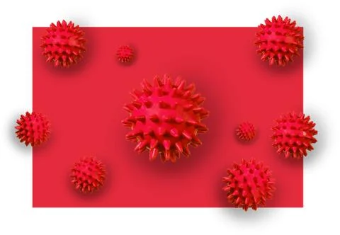 Abstract red coronovirus molecule on a red background. Coronovirus spread Stock Illustration