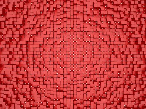 Abstract Red Cube Blocks Wall Background. 3d Render Illustration Stock Illustration