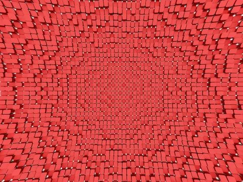 Abstract Red Cube Blocks Wall Background. 3d Render Illustration Illustrazione stock