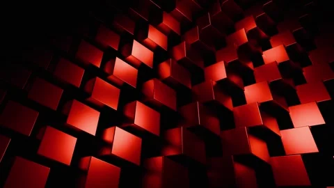 Abstract Red Cube Pattern: A Dark and Mysterious 3D Render Stock Footage 306363416