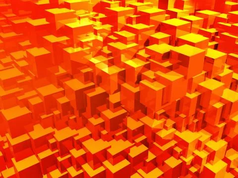 Abstract red cubes. 3d illustration. Stock Illustration