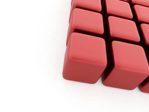 Abstract red cubes background rendered on white Stock Illustration