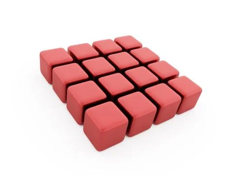 Abstract red cubes background rendered isolated Stock Illustration