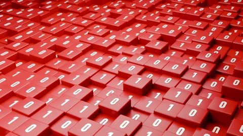 Abstract red cubes with binary code, technology, big data, one and zero. Stock Footage 322522065