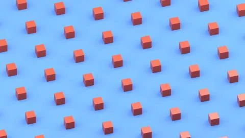 Abstract red cubes on a blue background, 8K high resolution Stockfoto's
