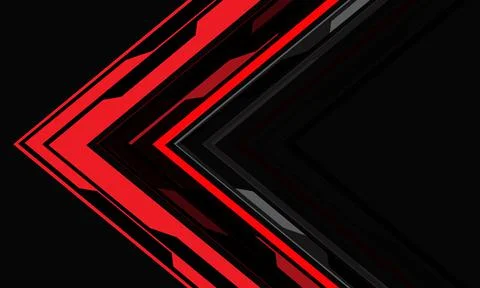 Abstract red cyber arrow direction geometric on grey with blank space design Stock Illustration