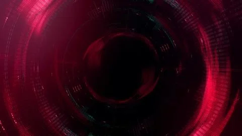 Abstract Red Dark Circle HUD AI Computer Code Dashboard Cyber Background Stock Illustration