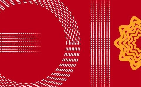 Abstract Red Decorative Background With White Dashed Circle Pattern And Yel.. イラスト素材