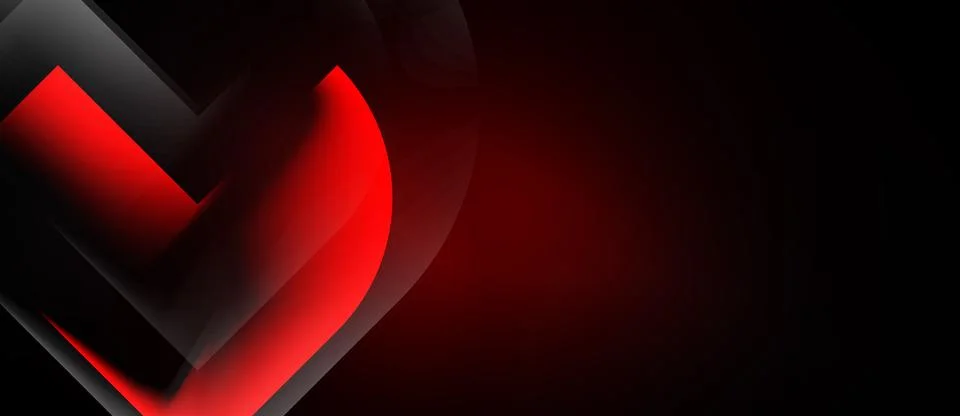Abstract red design dominates left side. Black background creates dramatic Stock Illustration