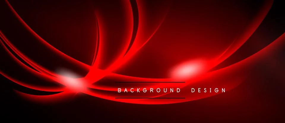 Abstract red design. Dynamic curves radiate from central point, creating Stock Illustration
