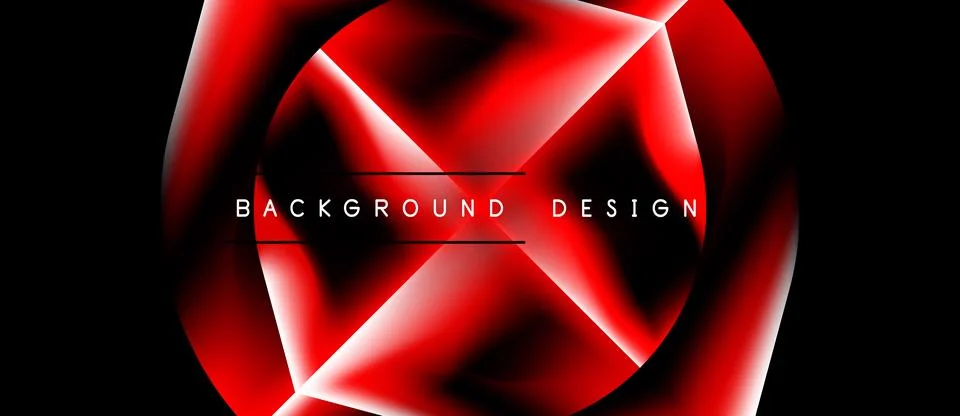 Abstract red design. Dynamic curves create flowing shapes, centered text read Stock Illustration