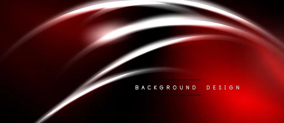 Abstract red design features flowing white lines. Dark background creates Stock Illustration