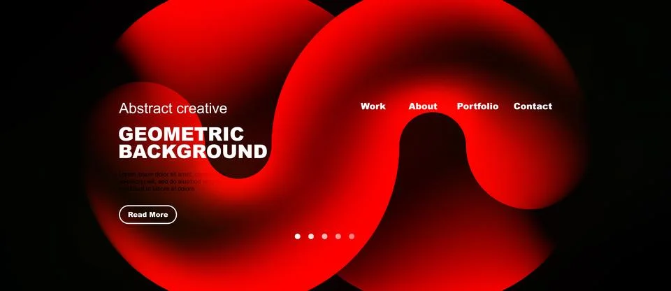 Abstract red design features flowing shapes, text elements, navigation option Illustrazione stock