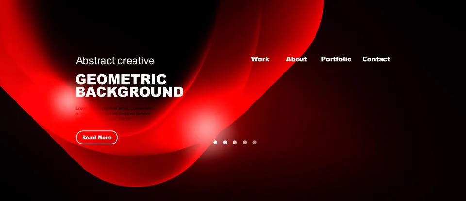 Abstract red design features flowing shapes, text elements, navigation menu. Stock Illustration