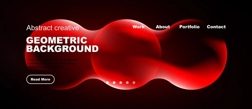 Abstract red design features flowing shapes, text, navigation menu. Minimalis Stock Illustration