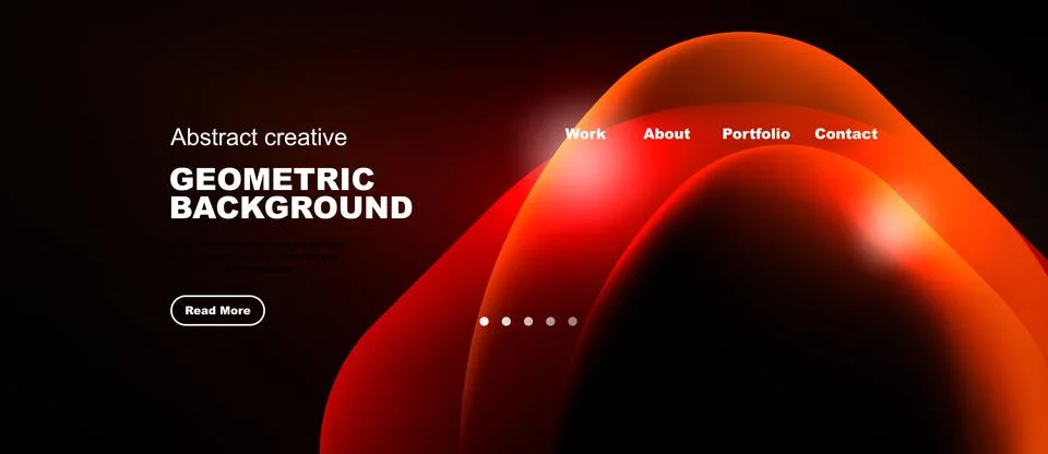 Abstract red design features flowing shapes, text elements, navigation option Stock Illustration