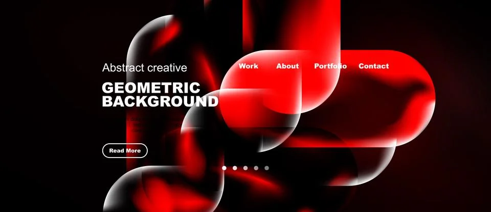 Abstract red design features flowing shapes, text elements, navigation menu. Stock Illustration