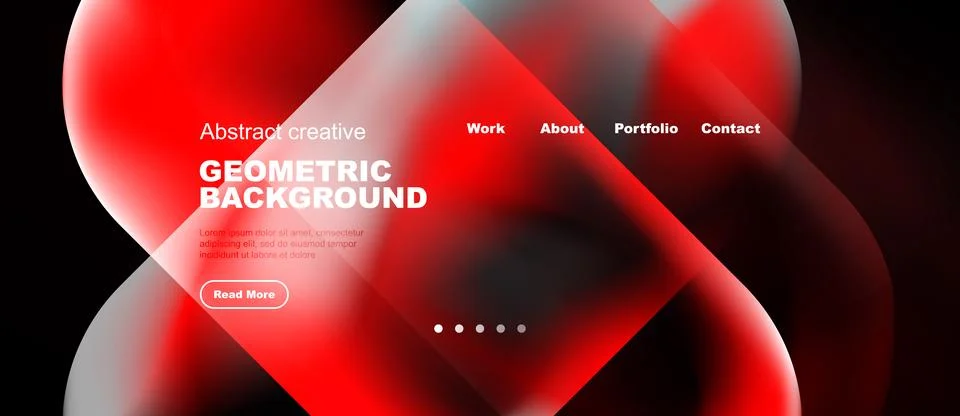 Abstract red design features flowing shapes, text elements, navigation menu. Stock-Illustration