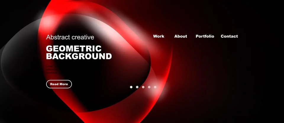 Abstract red design features geometric shapes, text elements, navigation op.. Illustrazione stock