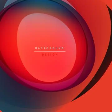 Abstract red design features layered circles. Gradient colors blend from orange Ilustración de archivo