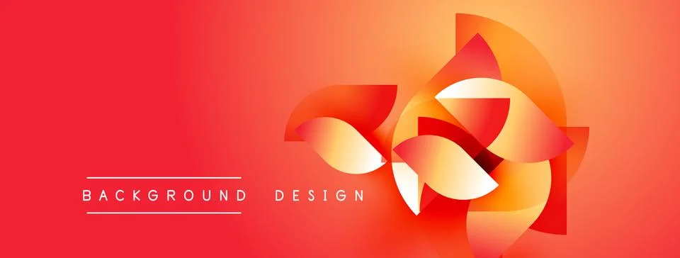 Abstract red design features layered shapes, gradients. Modern background Illustrazione stock
