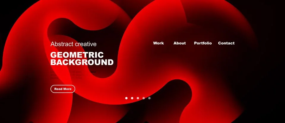 Abstract red design. Fluid shapes create dynamic background. Text highlights Stock Illustration