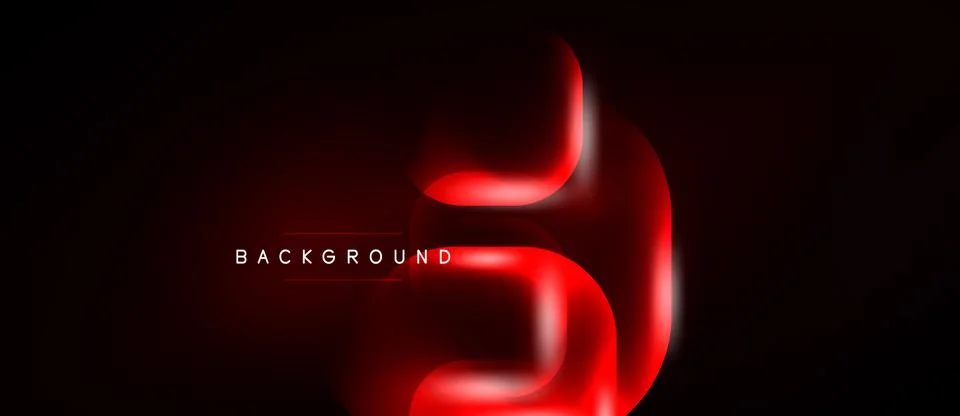 Abstract red design. Glowing lines form shape against dark background. Text Stock Illustration