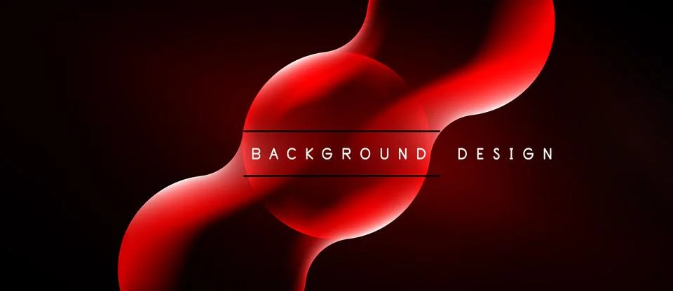 Abstract red design over black background. Smooth curves create dynamic visua Stock Illustration