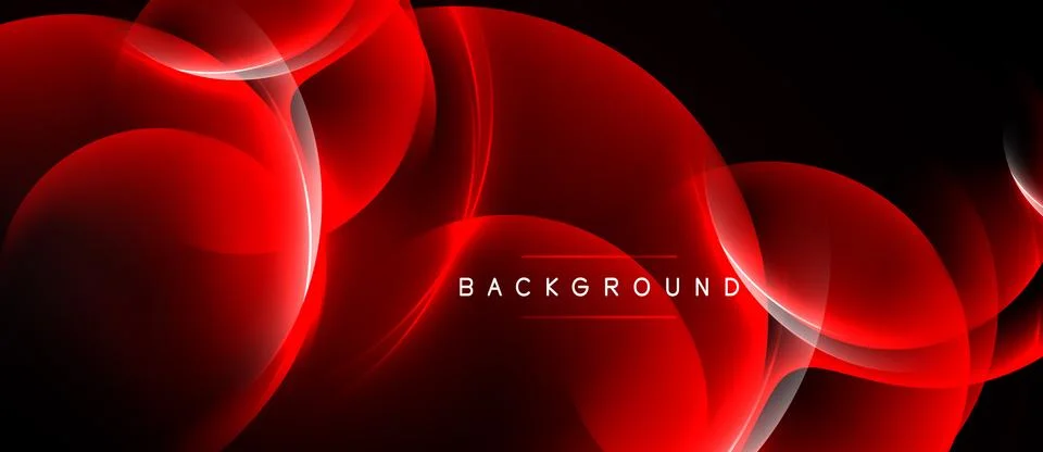 Abstract red design. Overlapping circles create dynamic flow, illuminated Illustrazione stock