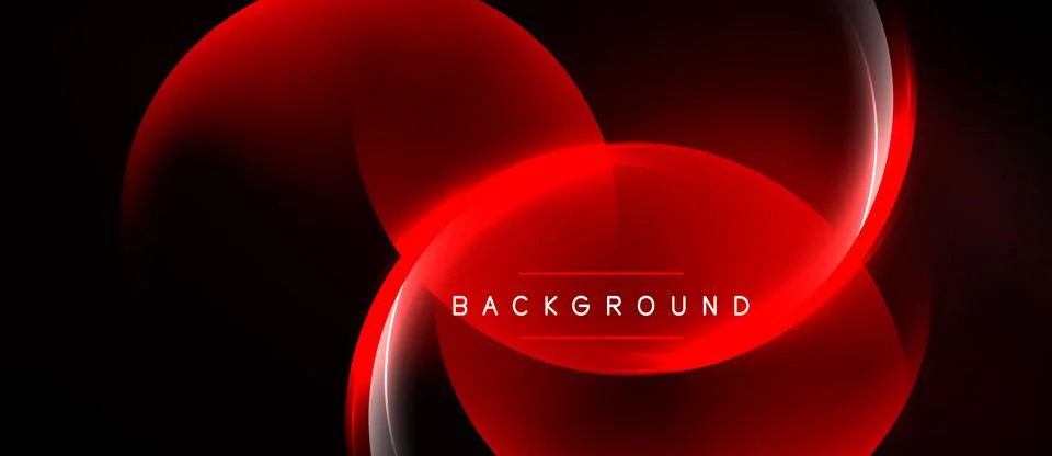 Abstract red design. Overlapping shapes create dynamic glow effect. Text read Stock Illustration