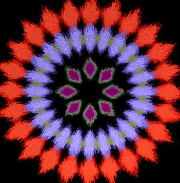 Abstract red diamond radial pattern, black background Stock Illustration