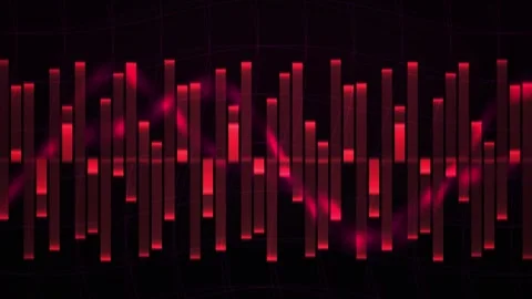 Abstract Red Digital Audio Equalizer Bars Pulsing to Music Rhythm. Stock Footage 341803668