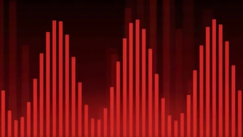 Abstract Red Digital Audio Waveform Equalizer Moving on a Black Background for Stock Footage 343431968