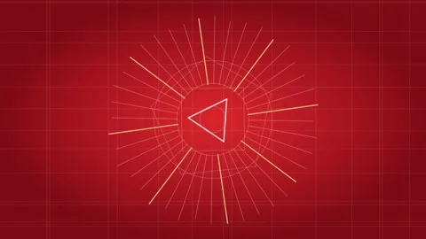 Abstract Red Digital Background with Rotating Geometric Triangle and Glowing Stock Footage 345427146