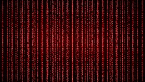 Abstract Red Digital Binary Code Rain Falling on Black Background for Cyber Stock Footage 336773659