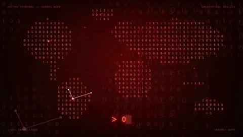 Abstract Red Digital Binary Code Background with Data Processing and Network Stock Footage 343155989