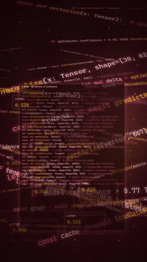 Abstract Red Digital Code Background for AI and Machine Learning Stock-Footage 335341738