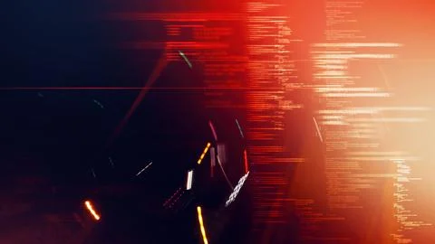 Abstract red digital computer programmer code with motion blur and light st.. Stock Illustration