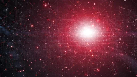 Abstract red digital cyberspace lines and dots network Stock Footage 323964657