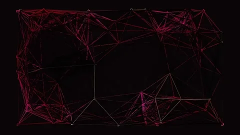 Abstract red digital data network connecting nodes on black background visu.. Stock Footage 342204757