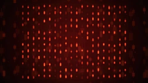 Abstract Red Digital Data Particles Flowing in a Grid Pattern on Dark Background Stock Footage 343864269