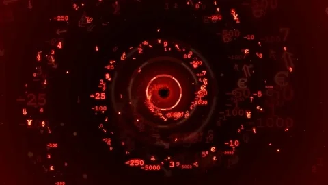 Abstract Red Digital Data Stream with Floating Numbers and Mathematical Symbols Stock Footage 343443828